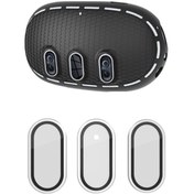 Resim Pazly Meta Quest 3 Kılıf + Titanyum Cam Lens Film - Siyah/gümüş, Vr Kulaklık Aksesuarları Siyah / Gümüş 