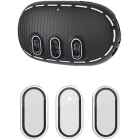 Resim Pazly Meta Quest 3 Kılıf + Titanyum Cam Lens Film - Siyah/gümüş, Vr Kulaklık Aksesuarları Siyah / Gümüş 