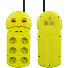 Resim Vea VE-970USB 2xusb'li 1.5 Metre 6'lı Akım Korumalı Grup Priz 