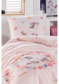 Resim Enlora Home Junior Nevresim Seti Tek Kişilik Unicornlar Pembe 