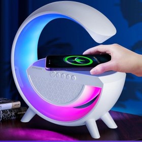 Resim Zineets Kablosuz Şarj Standlı G Bluetooth Hoparlör Işıklı Usb/Sd Radyolu Taşınabilir Şarjlı Ses Sistemi 