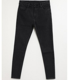 Resim Kadın Yüksek Bel Skinny Fit Likralı Antrasit Jean Pantolon Antrasit 