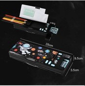 Resim Çocuklar İçin Çok Fonksiyonlu Bölmelere Sahip Açılır Kalem Kutusu Black Astronaut 