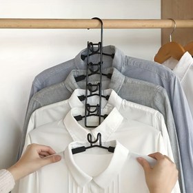 Resim Yerden Tasarruflu Çok Katmanlı Metal Pantolon Askısı, Kot, Eşarplar ve Pantolonlar için Çok Yönlü Dolap Düzenleyici, Kolay Saklama için Katlanabilir Tasarım, Giysi Düzenleyici Depolama 
