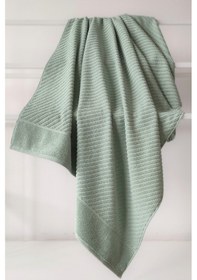 Resim Diyagonal Çizgili Banyo Havlusu - %100 Pamuk, Yüksek Su Emici Havlu Yesıl Yeşil 