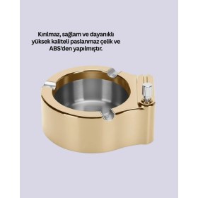 Resim Urfakent Paslanmaz Çelik Küllük Çakmaklı Masa Üstü Kullanım 