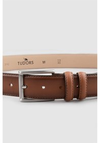 Resim Tudors Erkek %100 Hakiki Deri 3,5 Cm Klasik Taba Renk Kemer-23759 