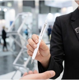 Resim Bk Kurumsal Promosyon 1022 Metal Beyaz Touchpen Kalem Lazer Baskılı Logolu Tükenmez Kalem 10 Adet 