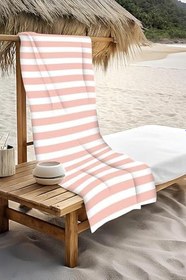 Resim Dijital Baskı Plaj Deniz Havlusu Renkli Çizgi Desenli Peştamal HVL0071 