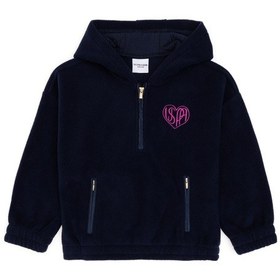 Resim U.S. Polo Assn. Kız Çocuk Lacivert Yarım Fermuarlı Polar Sweatshirt 50296287-VR033 