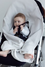 Resim Colors of Joy Organik Pamuk Müslin 2 Katlı Puset Örtüsü Gri 85x85 - Gri / 85x85 