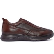 Resim Men's Brown Leather Casual Sneaker Derimod