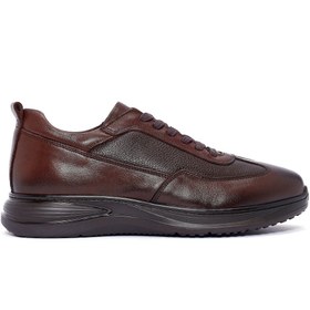 Resim Men's Brown Leather Casual Sneaker 