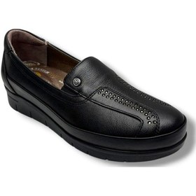 Resim Malawi 3551-26 Hakiki Deri Anatomik Ultra Soft Kadın Ayakkabı Siyah 