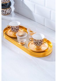 Resim Acar Ortigia 2 Kişilik Cam Tepsili Kahve Fincanı Takımı - 90 Ml renkli 