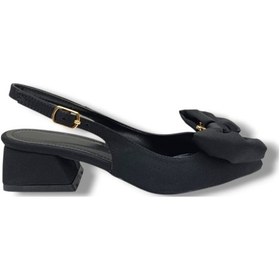 Resim C-shoes 151-26 Saten Papyonlu Tokalı Arkası Açık Kadın Ayakkabı Siyah 