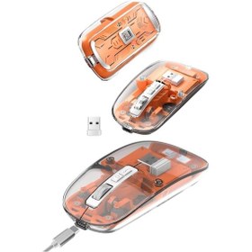 Resim Sessiz Tıklama Çift Modlu Bluetooth Ve Alıcı Şeffaf Mouse Fare 06332412 