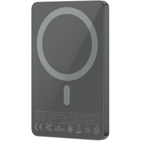 Resim Recci RP33 PD 20W Ultra İnce Led Göstergeli Hızlı Şarj Özellikli Wireless Powerbank 15W 5000mAh Gri 