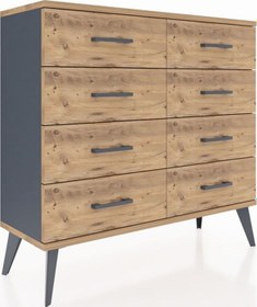 Resim Arges Şifonyer 8 Çekmeceli 88x30x80 Antrasit-çam Çam 