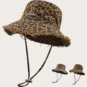 Resim Unisex Leopard Baskılı Kova Şapka Ayarlanabilir Çekmece ve Geniş Kenar - Açık Hava Aktiviteleri, Günlük Giyim, Mezuniyet için Nefes Alabilen Balıkçılık Şapkası - Dayanıklı Polyester, Sadece Elde Yıkama, Leopard Baskılı Şapka, Açık Hava Başlığı, Güvenli Uygun Başlık 