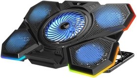 Resim Lunatic BELLA Siyah 5 Fan 2 USB RGB Işıklı 15-17 Yüksek Performans Profesyonel Notebook Soğutucu Stand 