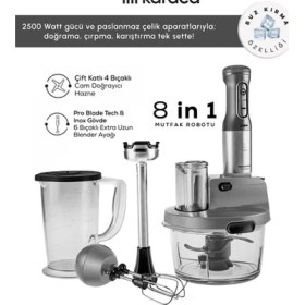 Resim Karaca Sebze, Et ve Meyve Dilimle Doğra Karıştır Rendele Çırp Smoothie Yap 6 Bıçaklı 2500W Yüksek Güçlü Premium Mutfak Robotu & Blendır Inox 
