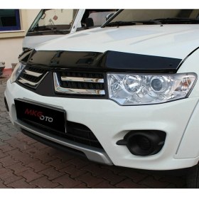 Resim MKG Mitsubishi L200 2003 - 2015 Ön Kaput Koruyucu Rüzgarlığı Piano Black 3.2 mm Kalın Plastik 