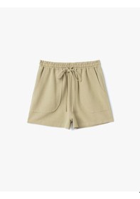 Resim Koton Beli Bağcıklı Keten Karışımlı Cepli Mini Şort Ada Çayı 5sak40016pw Açık Yeşil 