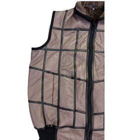 Resim Lnleather Içi Kürk-Dışı Süet Gerçek Deri Yakalı Ve Trikolu Yelek Bej 