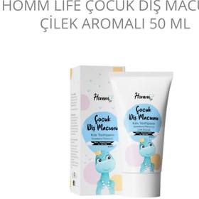 Resim Homm Bitkisel Homm Life Çocuk Diş Macunu Çilek Aromalı ( Florür içermez)50 ml 
