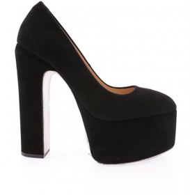 Resim Dgn Kadın Yüksek Platform Topuklu Ayakkabı Hakiki Deri Siyah Süet 452112353 
