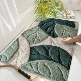 Resim 1 adet Yaprak Desenli Kapı Matı - Kaymaz, Hızlı Kuruyan Nem Emici, Ev Dekoru ve Tatil Hediyesi için İdeal, Makine Yıkanabilir, Polyester Kompozisyon 