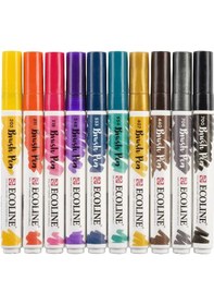 Resim Talens Ecoline Brush Pen Fırça Uçlu Kalem Seti 10 Renk Dark Color 