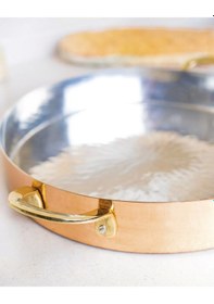 Resim Modern Kulplu Fırın Tepsisi Parlak Bakır 