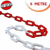 Resim HTM Plastik Zincir Kırmızı Beyaz - Bariyer Zinciri 5 Metre 