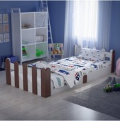 Resim Tuliplife Montessori Karyola Beyaz Rustik Ceviz 90x190 Yatak Uyumlu Oval Kesim Çocuk Yatağı 