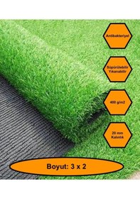 Resim 3x2 Metre Yapay Çim Halı, Lastik Taban, Yeşil Suni Halı, 20 Mm Kalınlığında 300 X 200 