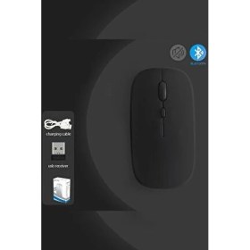 Resim Macbook Şarj Edilebilir Sessiz Bilgisayar ve Tablet Dizüstü Bilgisayar Kablosuz Bluetooth Mouse Fare 