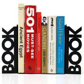 Resim BOOK Yazılı Metal Kitap Tutucu & Bookend - Siyah 