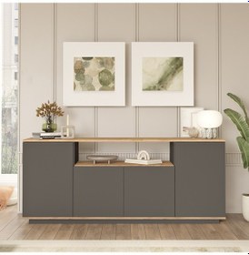 Resim Robin Home Loft Konsol 4 Kapaklı Raflı 180cm Çam-antrasit 