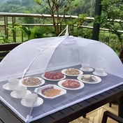 Resim Büyük Beyaz Fileli Gıda-Girişimci Pop Up Anlık Tente Çadır - Ağır İmalat Polyester Böcek Geçirmez Dış Mekan Mutfaak Barınma, Katlanabilirlik & Yenilebilme Özellikiyle Paskalya Barbeque Parti Bahça Sofrası Şemsiyesi, çekmeli örtü şeklinde kolay kurulum, örümcelerden koruma ve açık hava yemeği öncesinde ideal dayanaqlılık ortam sahibi. Ferah havalandirmeli bölge iç ısıyla geniş alan, ço 