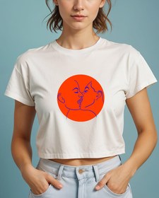 Resim Dil Dile Değmeden Crop Tişört 