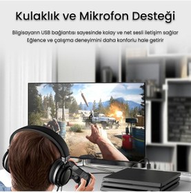Resim Veggieg Usb-a To 3.5mm Jack Aux Mikrofon Destekli Dac Chip Hifi Ses Kartı 