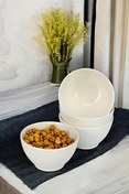 Resim DigitHome 4'lü Porselen Çerezlik Sunum Kase Seti 10 CM Sade Krem - TL4037423 C320.003 