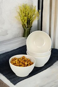 Resim DigitHome 4'lü Porselen Çerezlik Sunum Kase Seti 10 CM Sade Krem - TL4037423 C320.003 