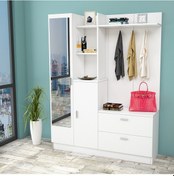 Resim Robinhome Robin Home Vestiyer Ayakkabılık Portmanto Aynalı Raf Beyaz No 5 