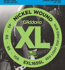 Resim D'Addario EXL165SL XL Nickel Bas 4 Telli Gitar Teli - Regular Light/Medium (45-105) 
