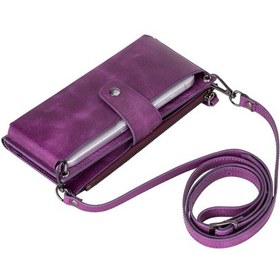 Resim Bloominbag Lozan Strap Mulberry Velvet Gerçek Deri Çapraz Askılı Cüzdan Çanta Mor 