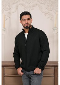 Resim Woolen World Regular Fit Dik Yaka İnce Baharlık Triko Hırka Siyah 