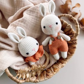 Resim Amigurumi Tulumlu Tavşan Set - Turuncu 